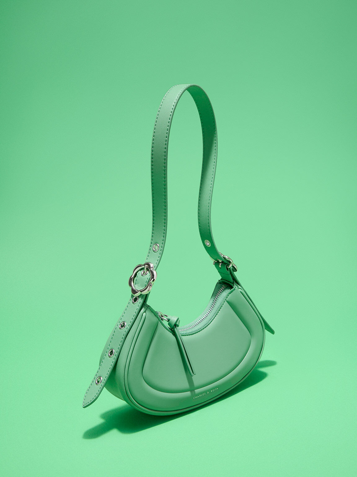 Petra Curved Shoulder Bag - Green