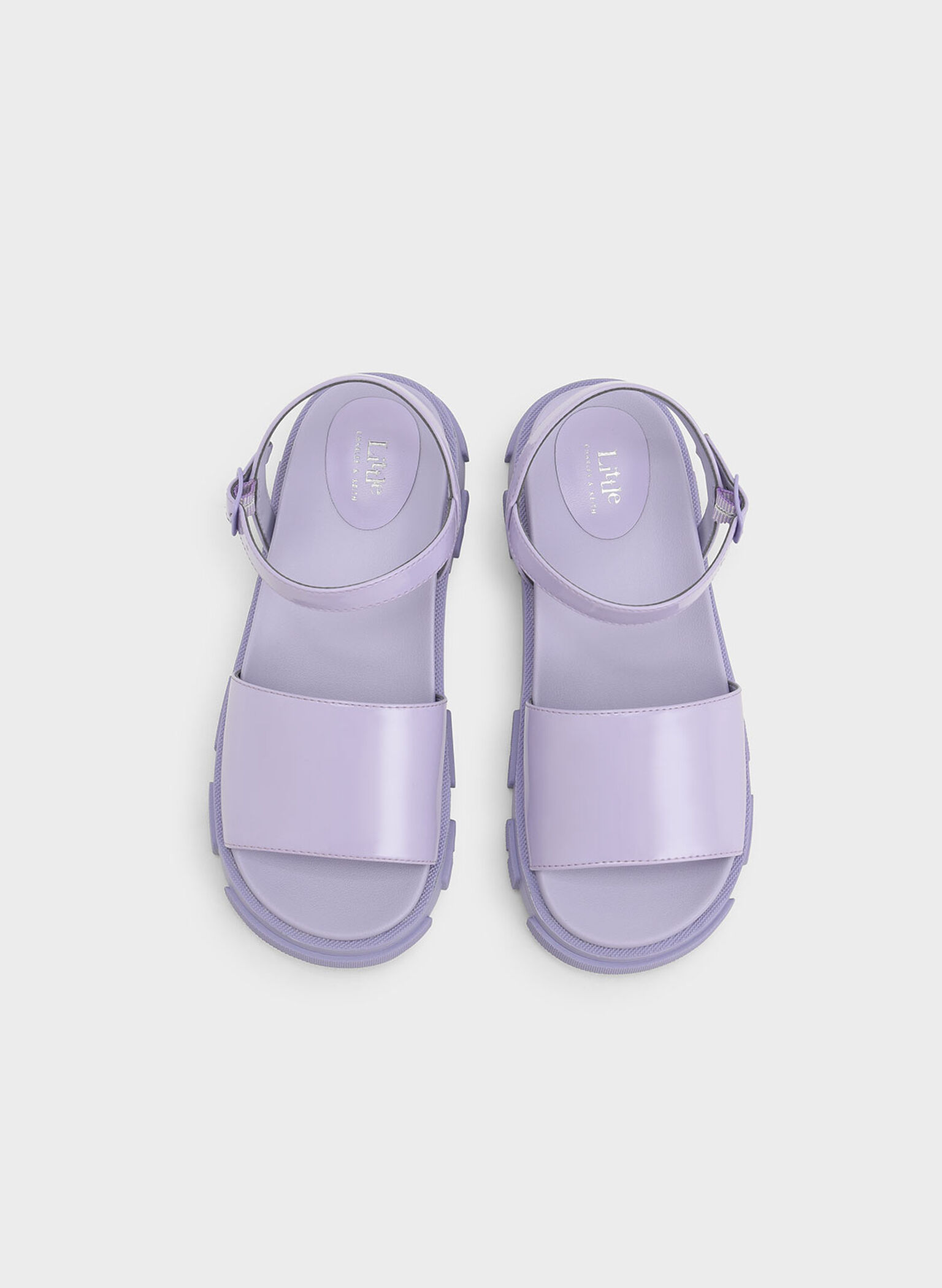Girls' Patent Ankle-Strap Sandals, Lilac, hi-res