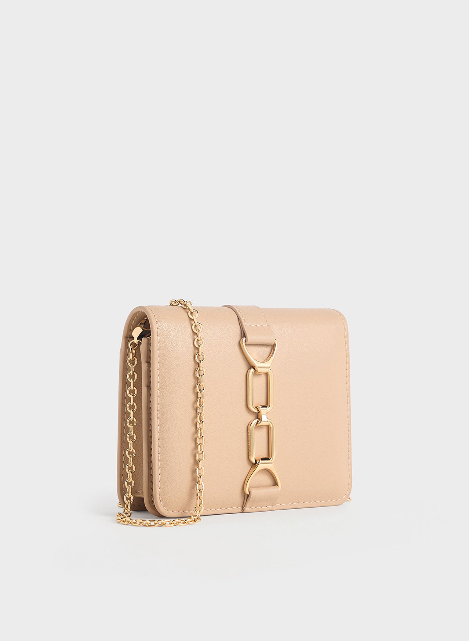 Agatha Chain-Accent Card Holder, Beige, hi-res