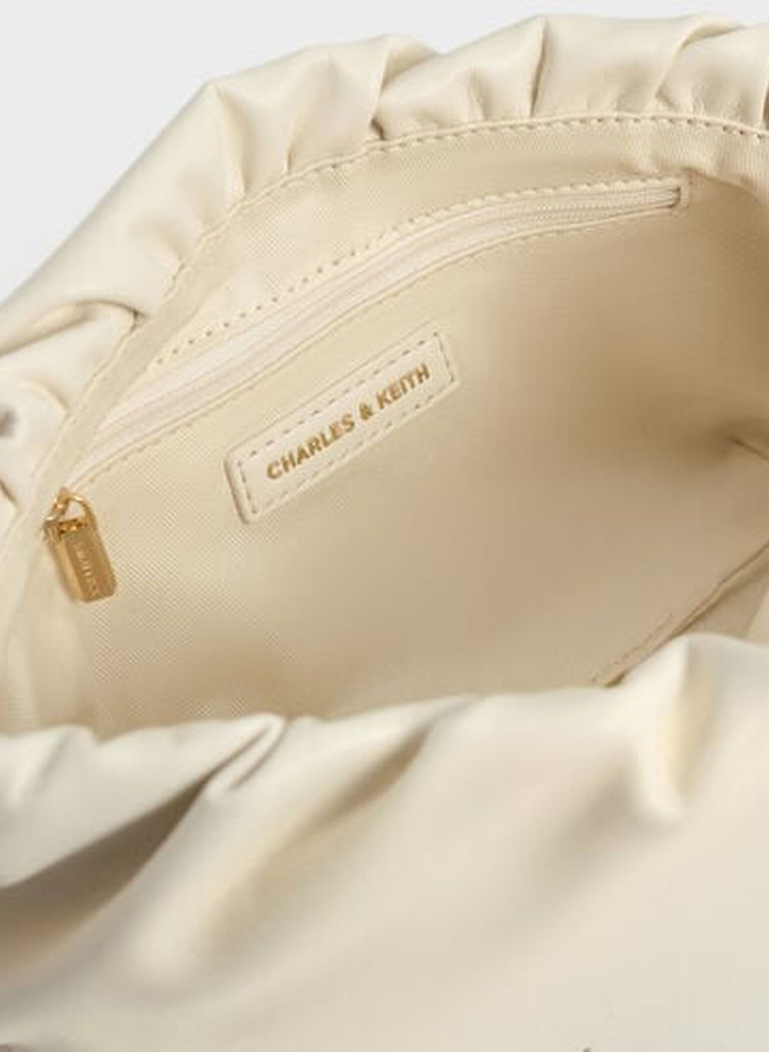 Brigette Ruched Chain-Handle Clutch, Cream, hi-res