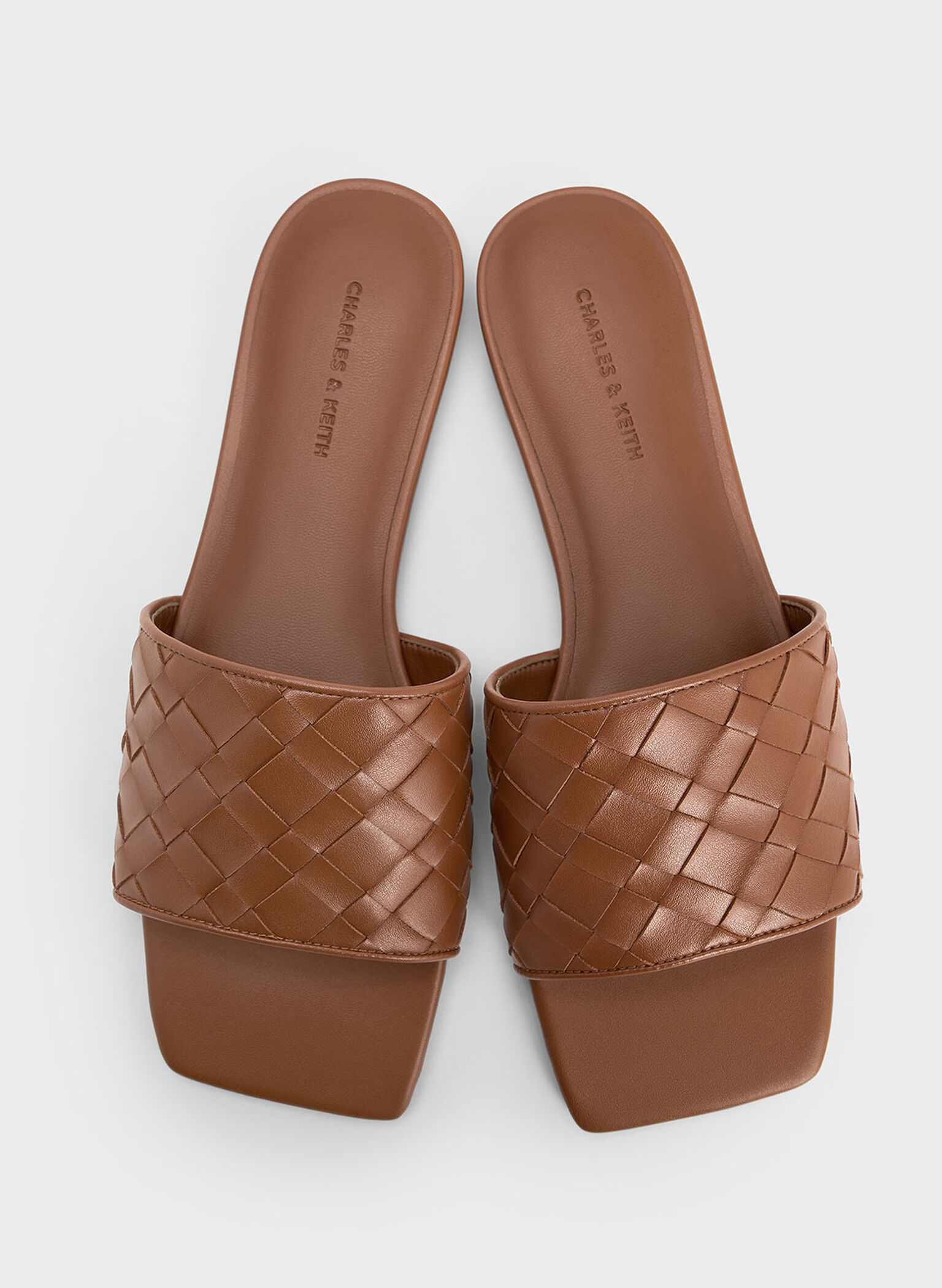 Woven Slide Sandals, Brown, hi-res