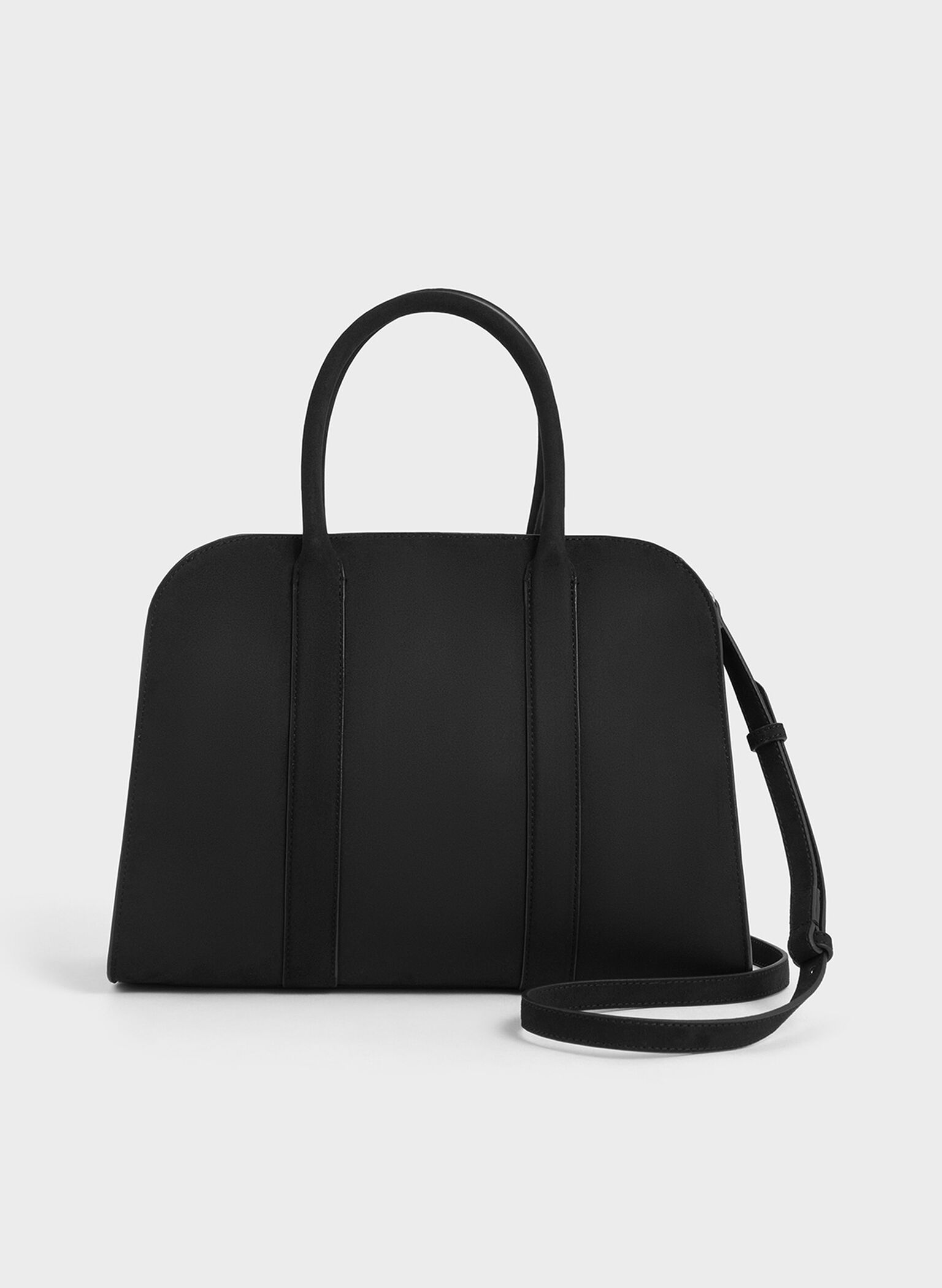 Axel Faux Suede Bowling Bag, Black, hi-res