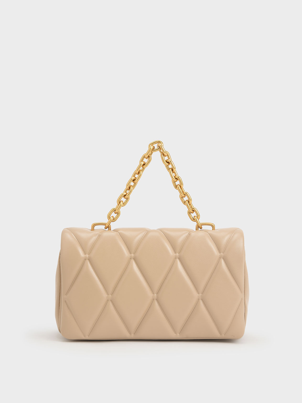 Candy Chain-Handle Quilted Bag, Beige, hi-res