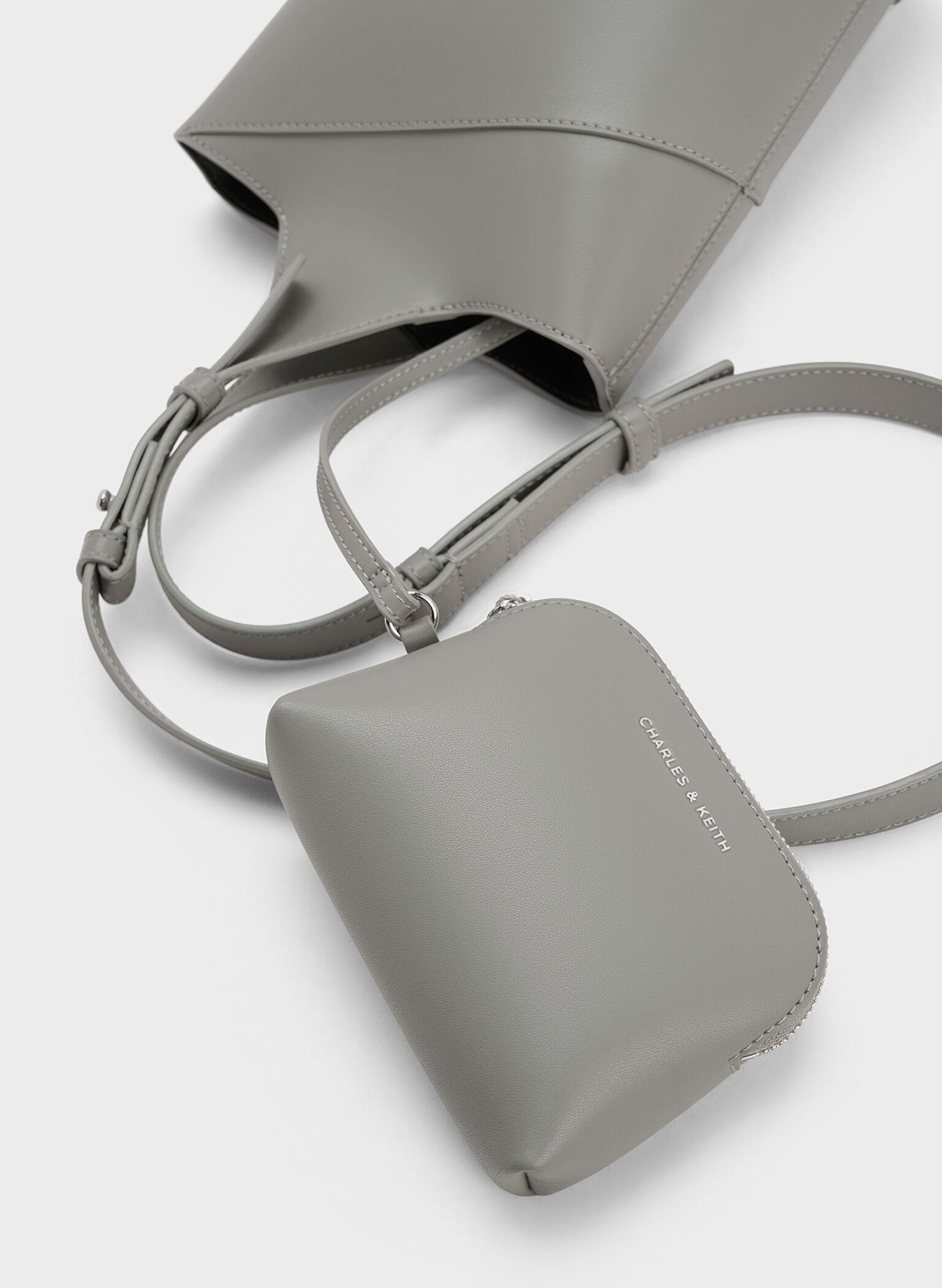 Trin Cylindrical Bucket Bag, Grey, hi-res