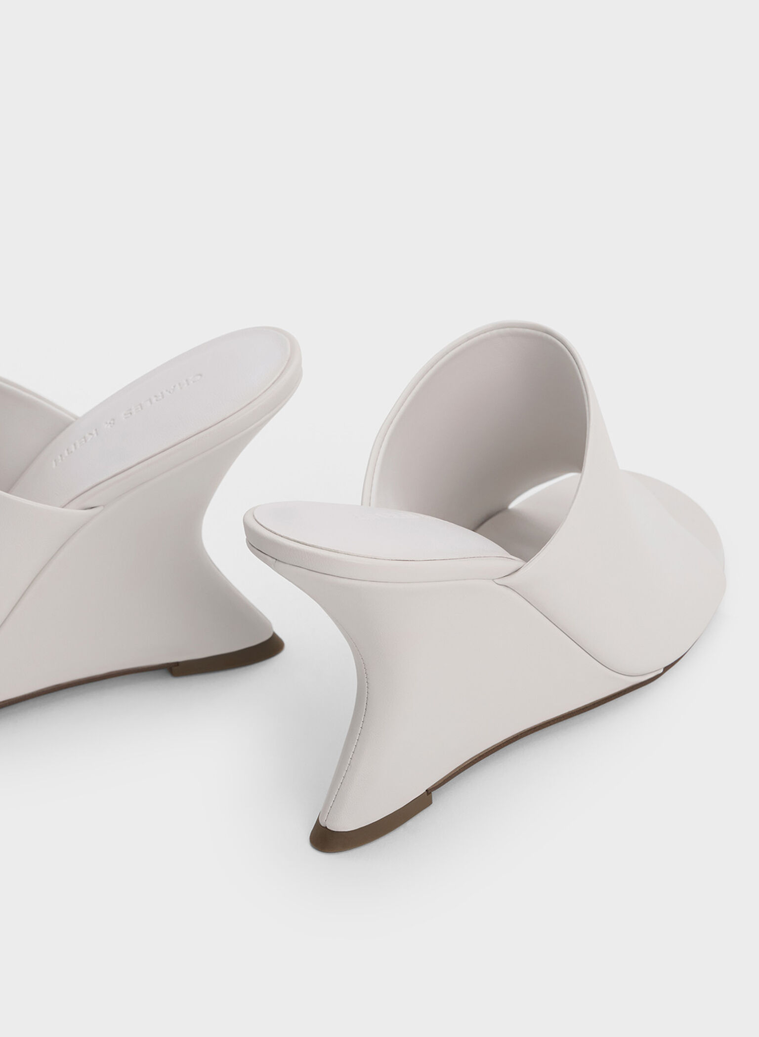 Wide-Strap Sculptural-Heel Wedges, White, hi-res