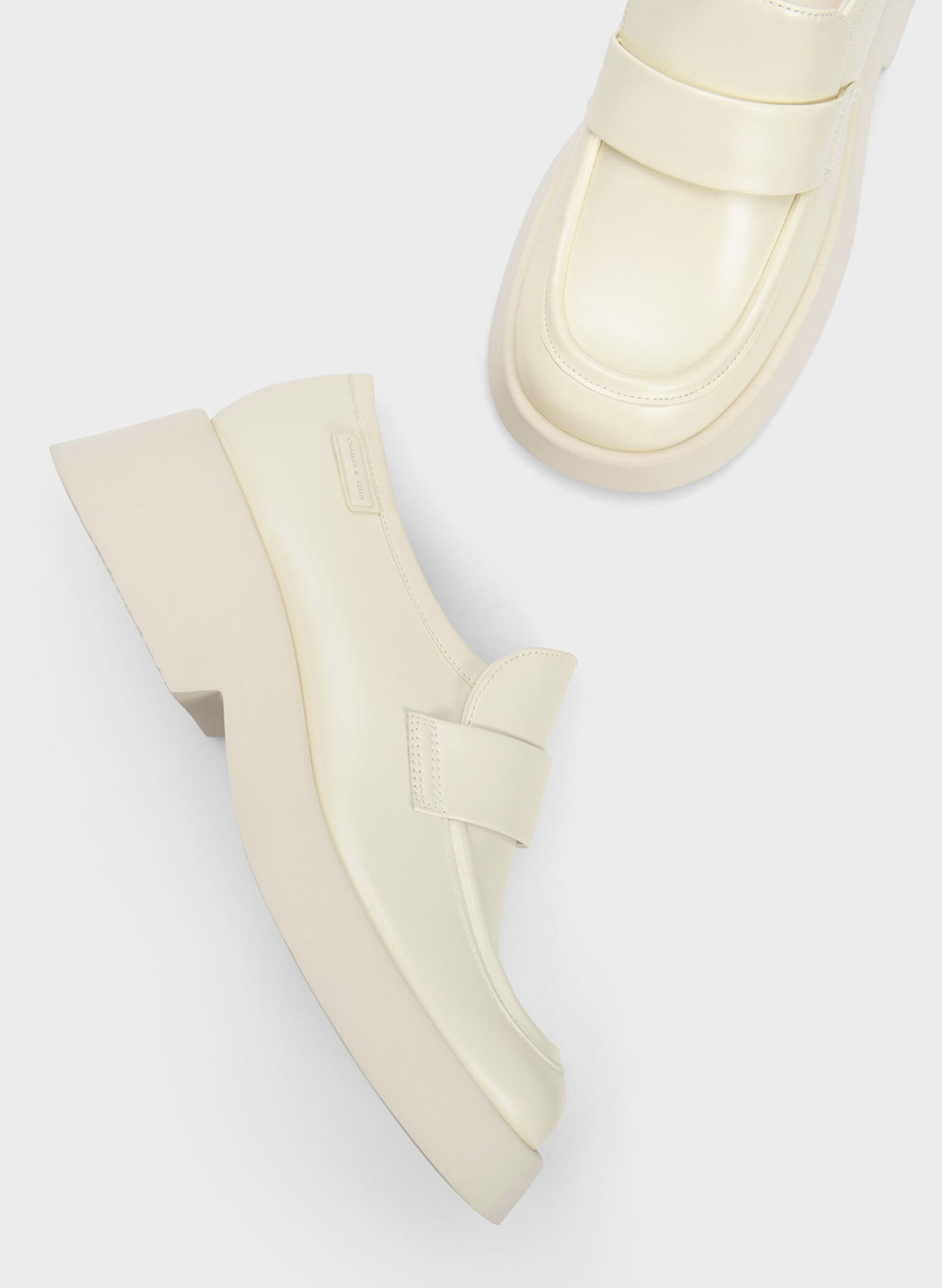 Giselle Strap Chunky Patent Loafers, Cream, hi-res