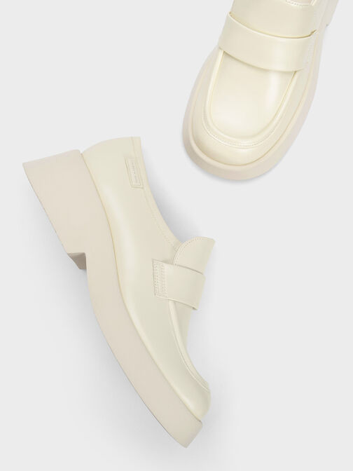 Giselle Strap Chunky Patent Loafers, Cream, hi-res