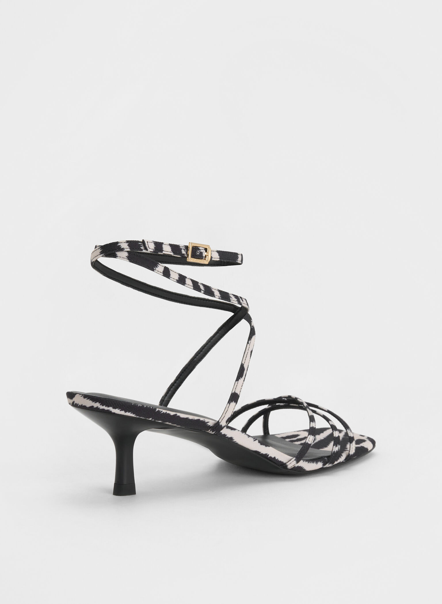 Zebra-Print Strappy Square-Toe Kitten-Heel Sandals, Animal Print Natural, hi-res