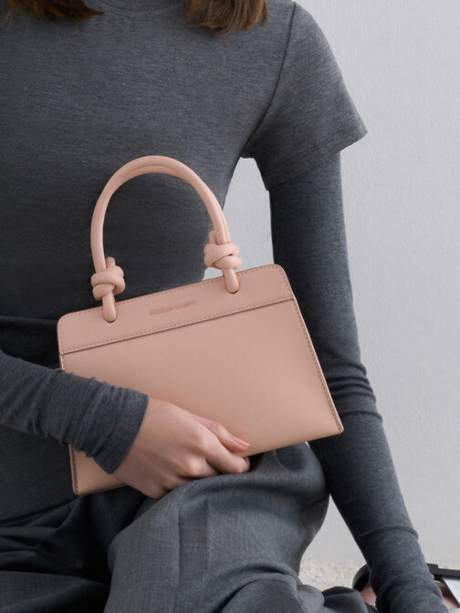 Sabine Knotted-Handle Trapeze Tote Bag, Light Pink, hi-res