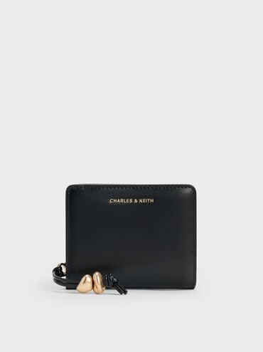 Augustine Sculptural-Detail Small Wallet, Black, hi-res