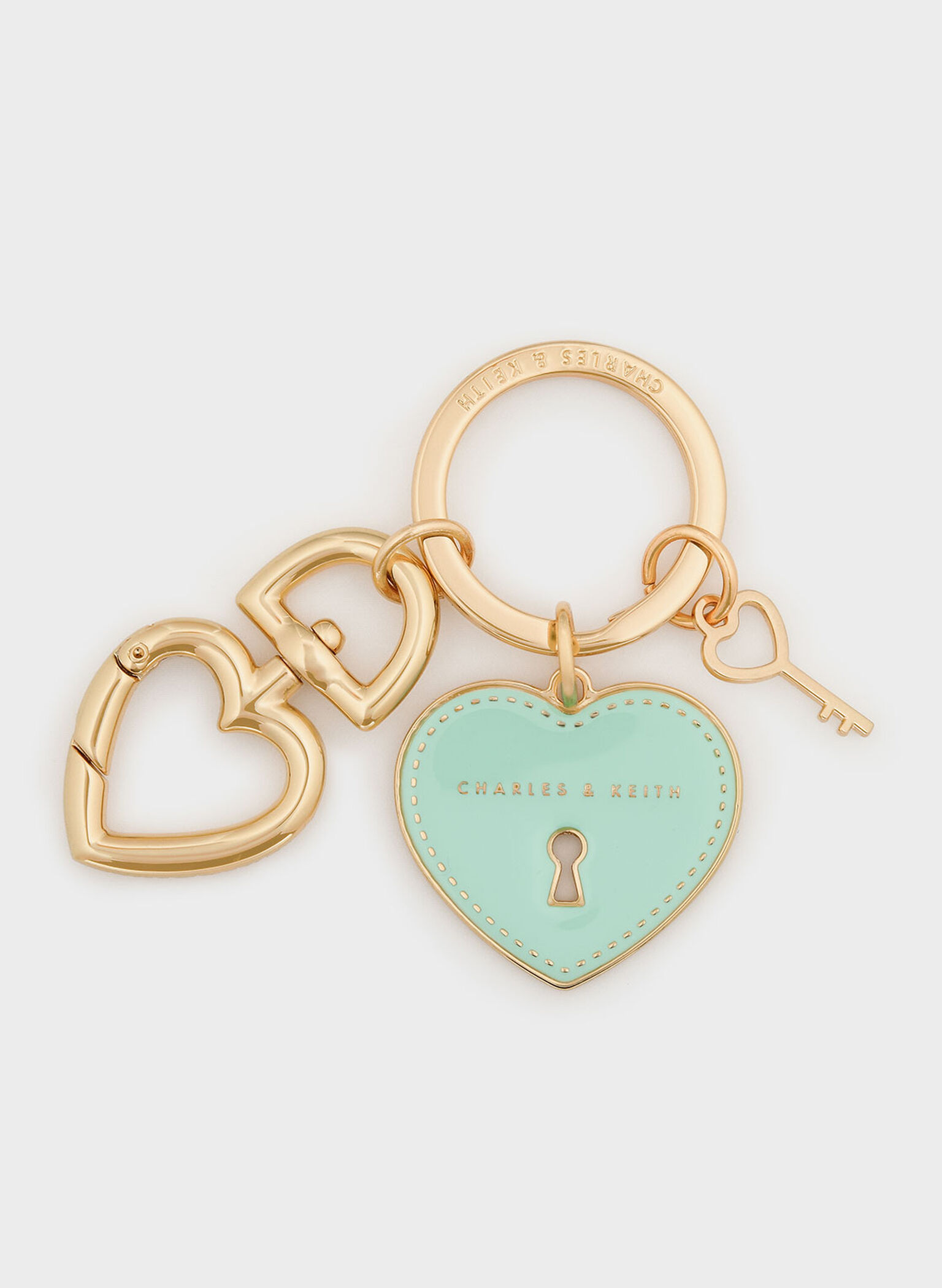Heart Lock Keychain, Turquoise, hi-res