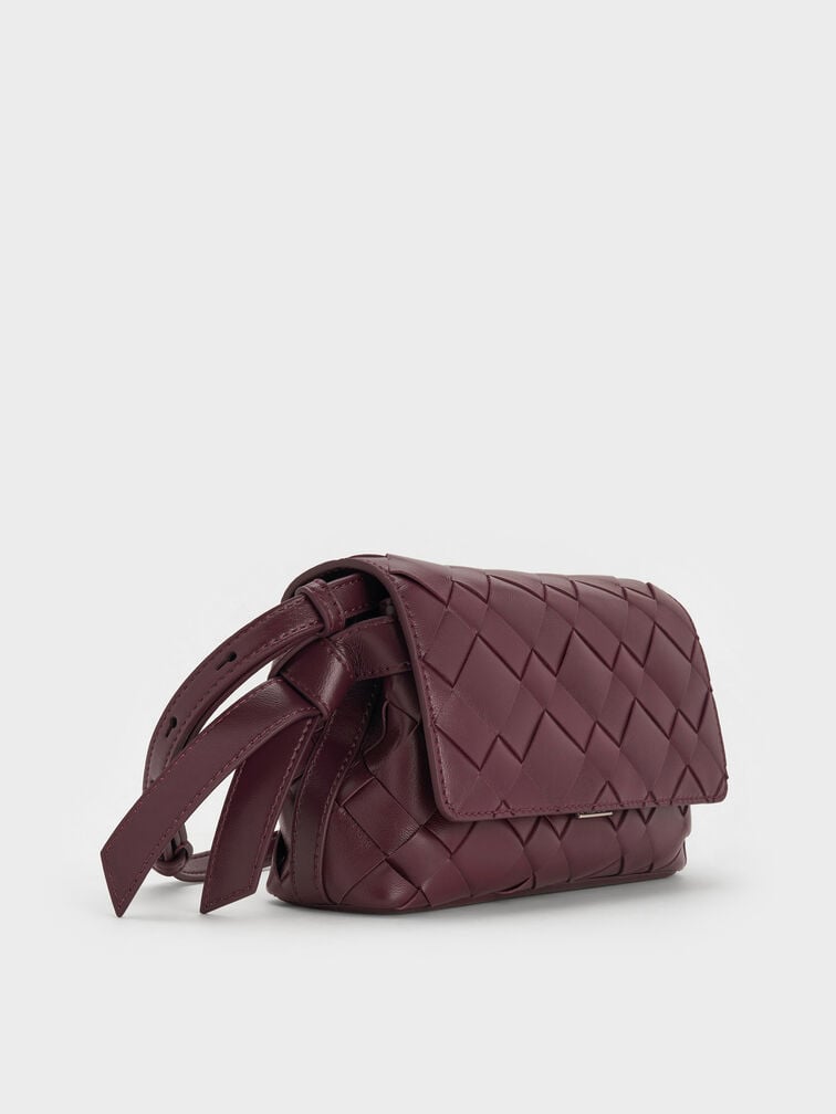 Ivette Woven Crossbody Bag, Wineberry Red, hi-res