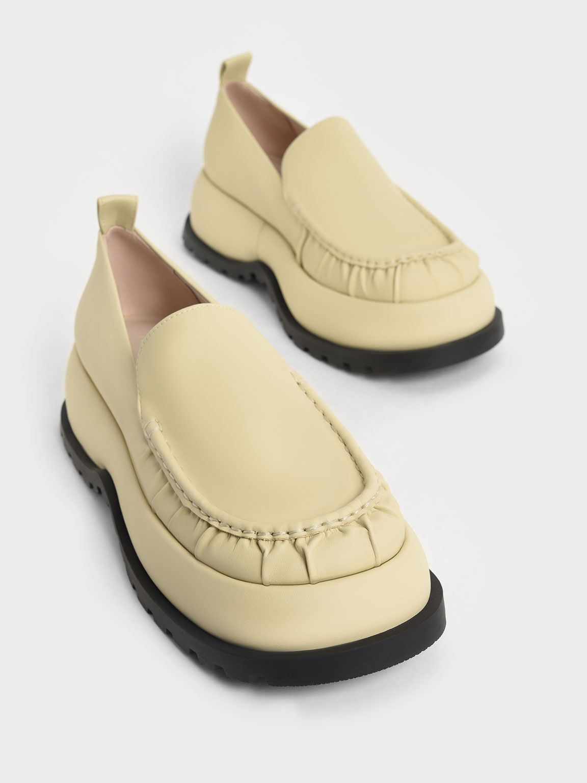 Astrid Ruched Platform Loafers, Yellow, hi-res