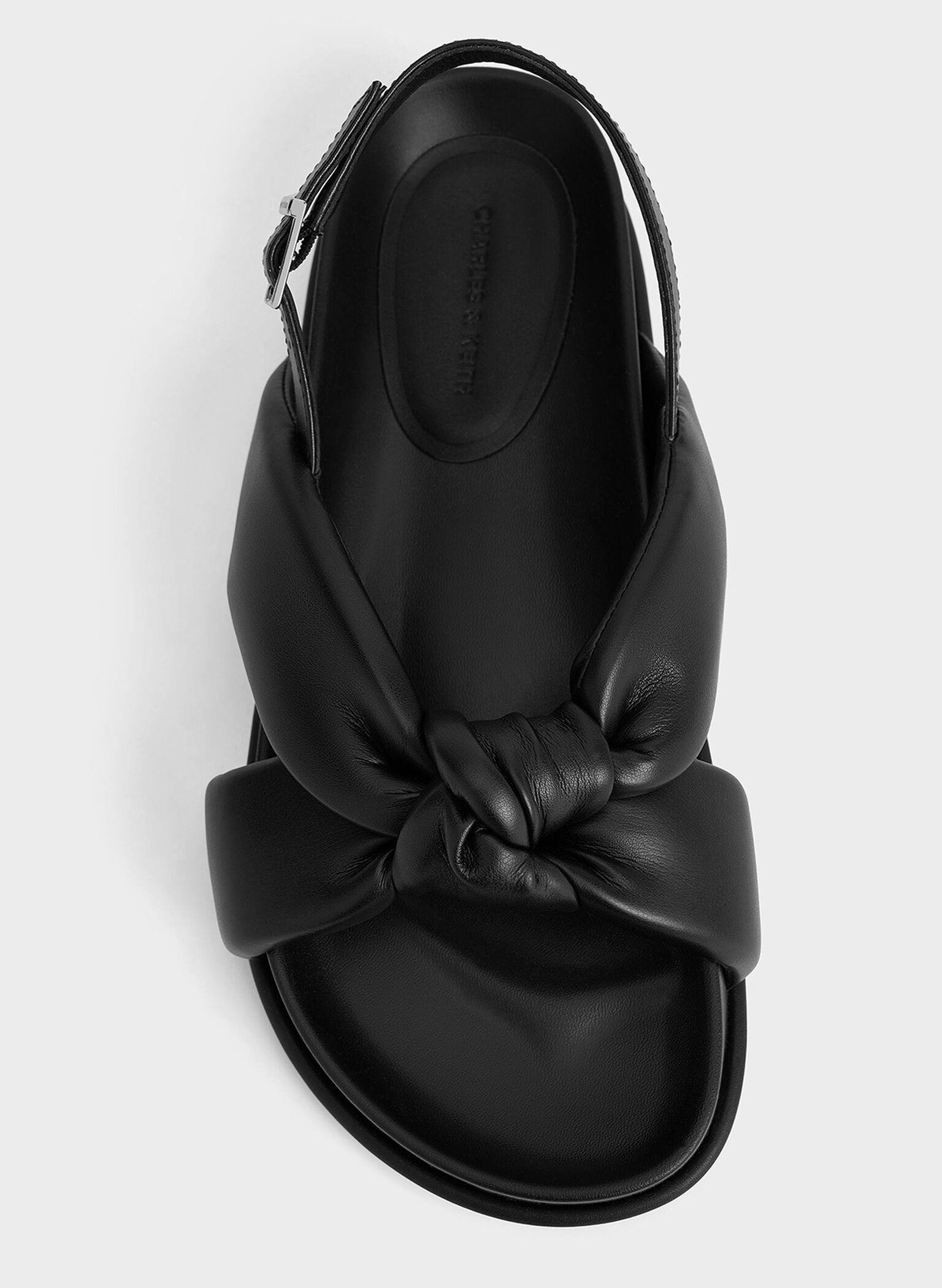 Rosetta Knotted Puffy Sandals, Black, hi-res