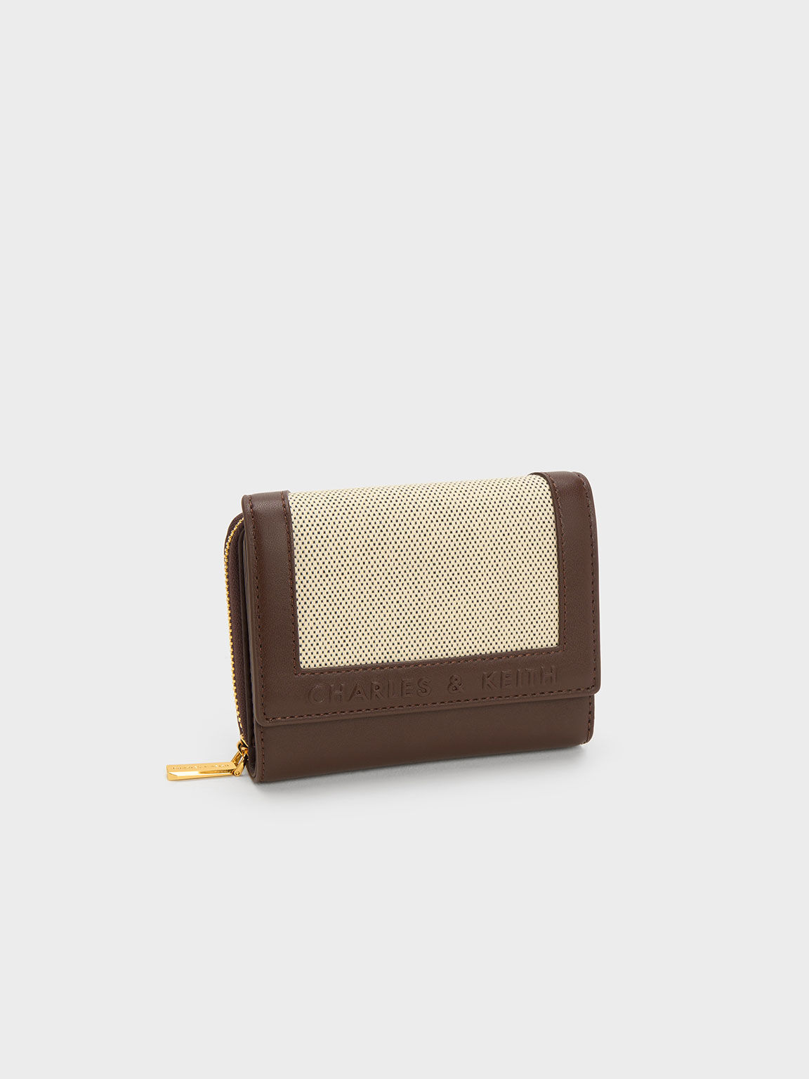 Stitch Trim Front Flap Wallet Dark Brown