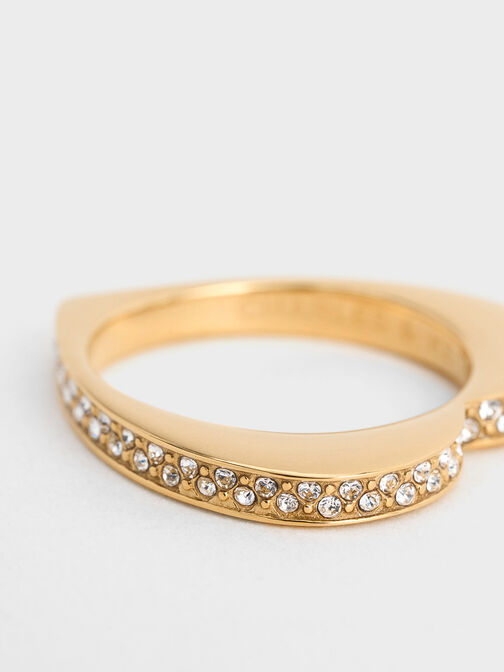 Malorie Crystal Heart Ring, Gold, hi-res