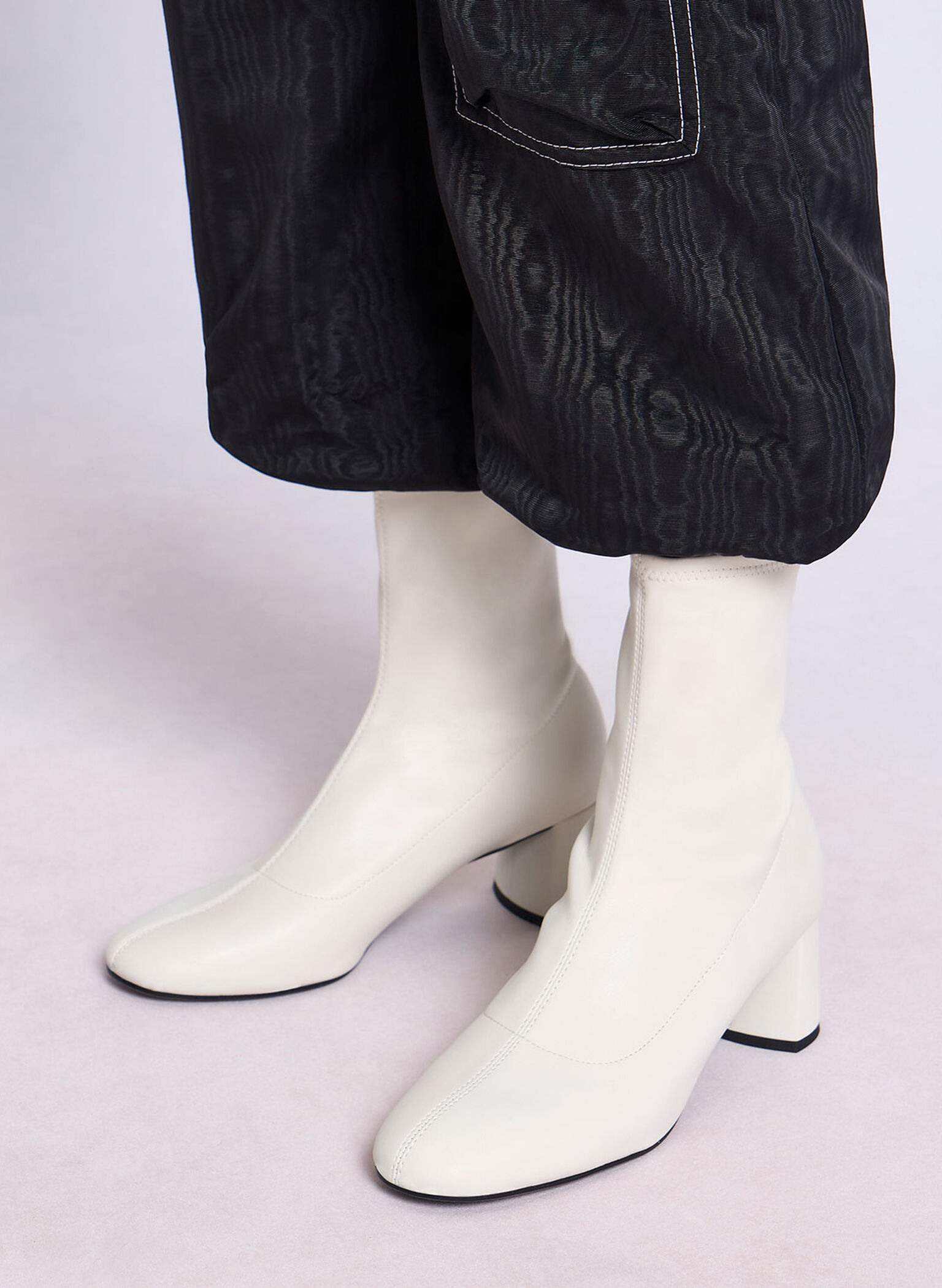 Stitch-Trim Ankle Boots, Chalk, hi-res