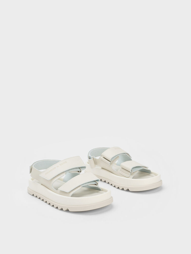 Buckled Sports Sandals, White, hi-res