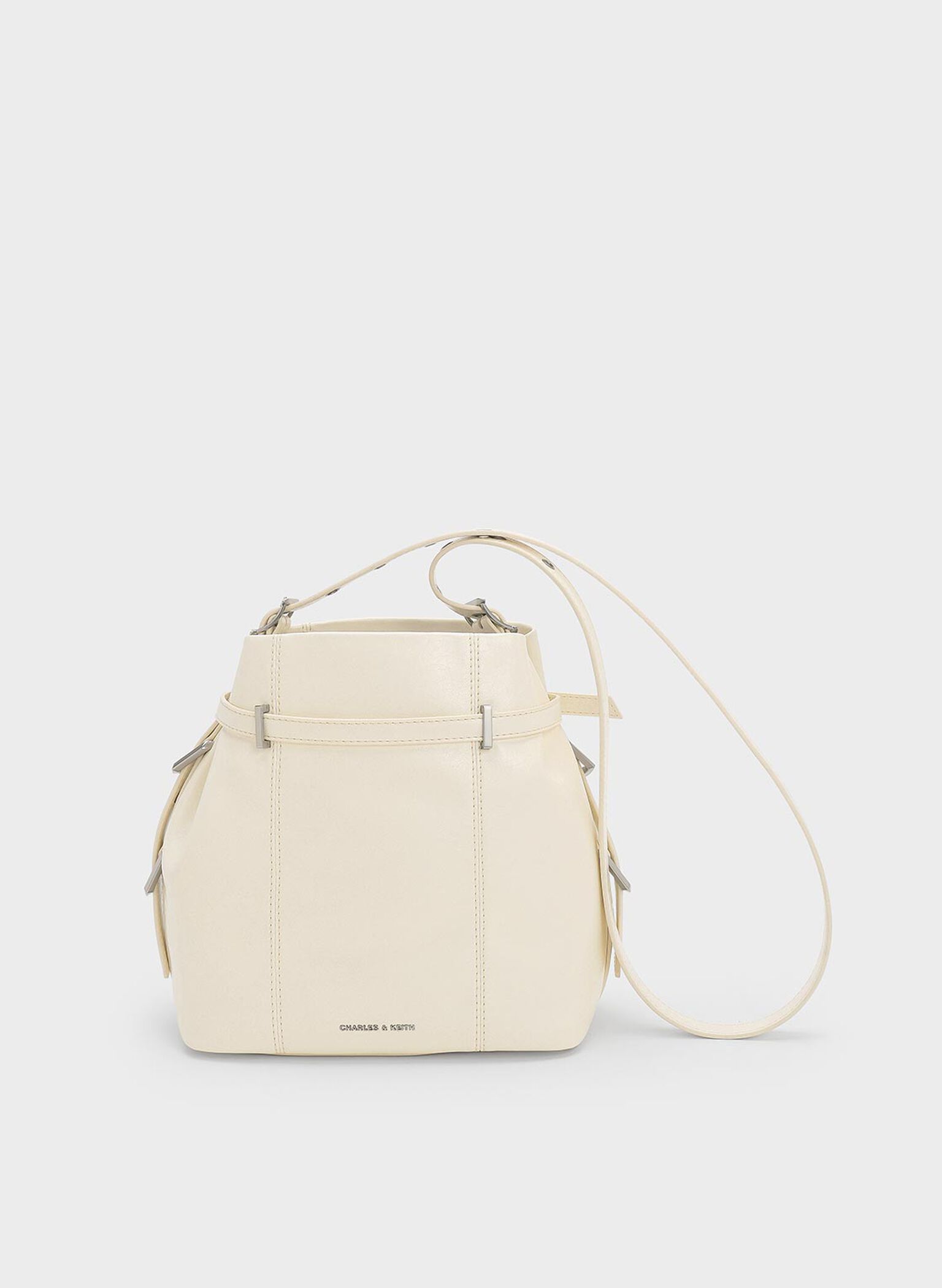 Bryna Belted Bucket Bag, Cream, hi-res