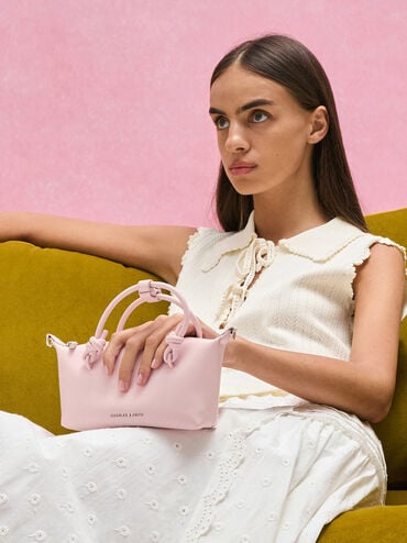 Sammie Knotted-Handle Tote Bag, Cotton Candy Pink, hi-res