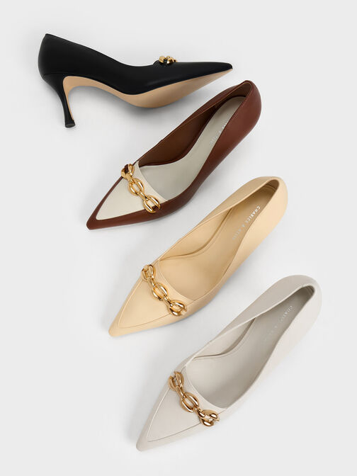 Avani Chunky Chain Stilleto Heel Pumps, Cognac, hi-res