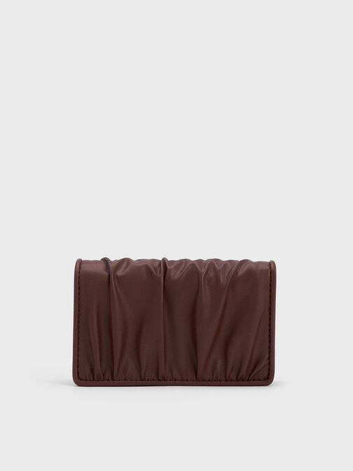 Aldora Ruched Card Holder, Dark Chocolate, hi-res