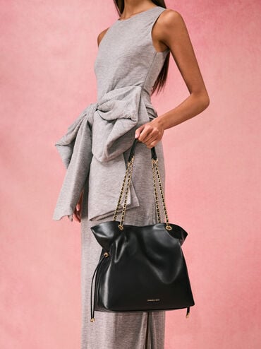 Arya Braided-Strap Double-Handle Tote Bag, Black, hi-res
