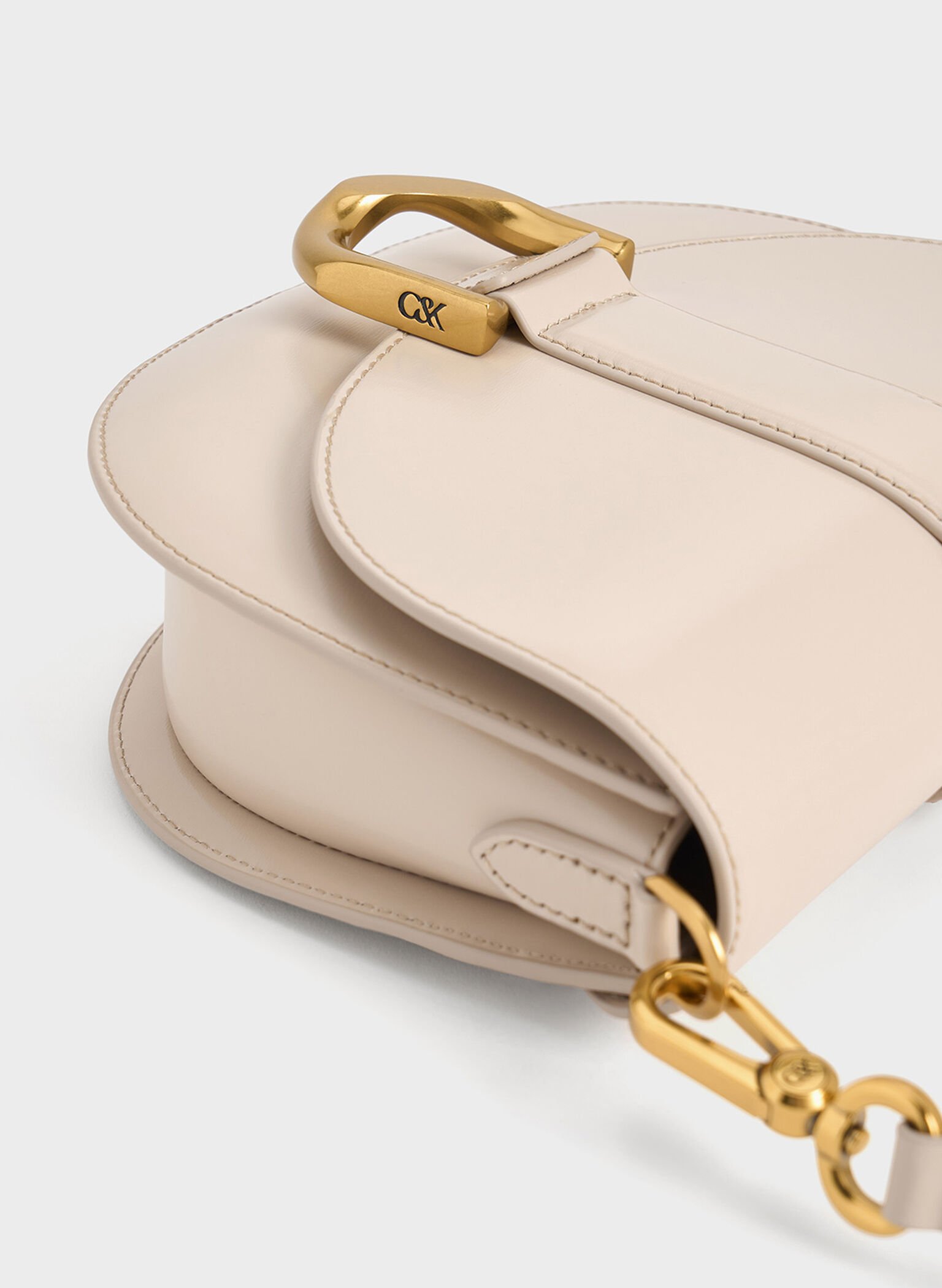 Gabine Leather Saddle Bag, Oat, hi-res