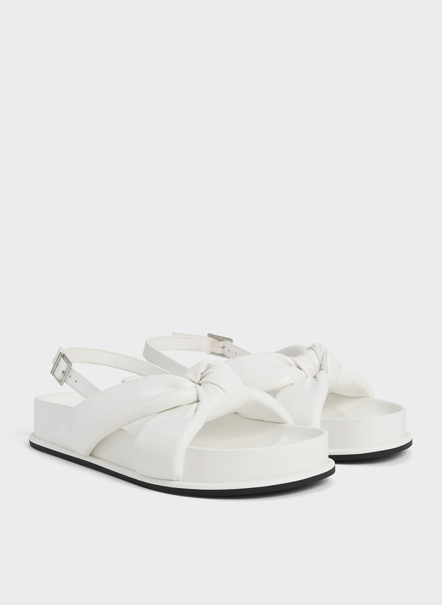 Rosetta Knotted Puffy Sandals, White, hi-res