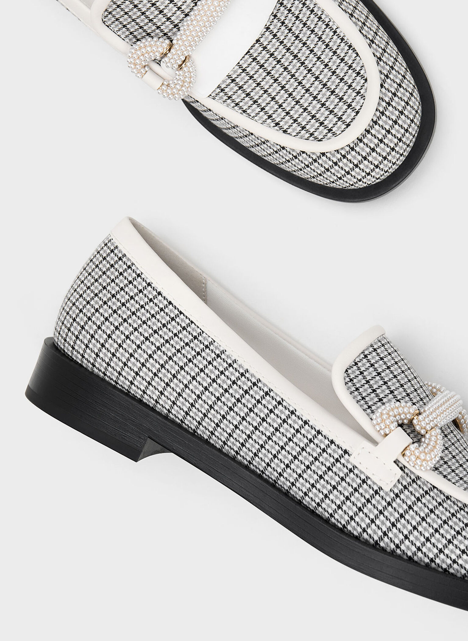 Checkered Beaded Strap Loafers, Multi, hi-res
