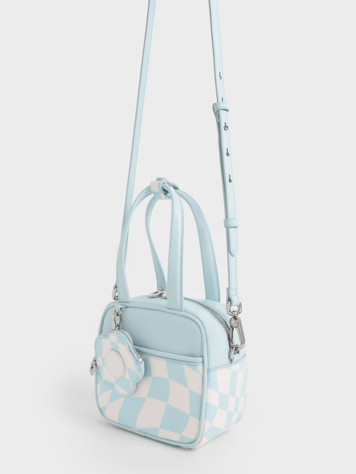Minka Checkered Boxy Bag, Light Blue, hi-res