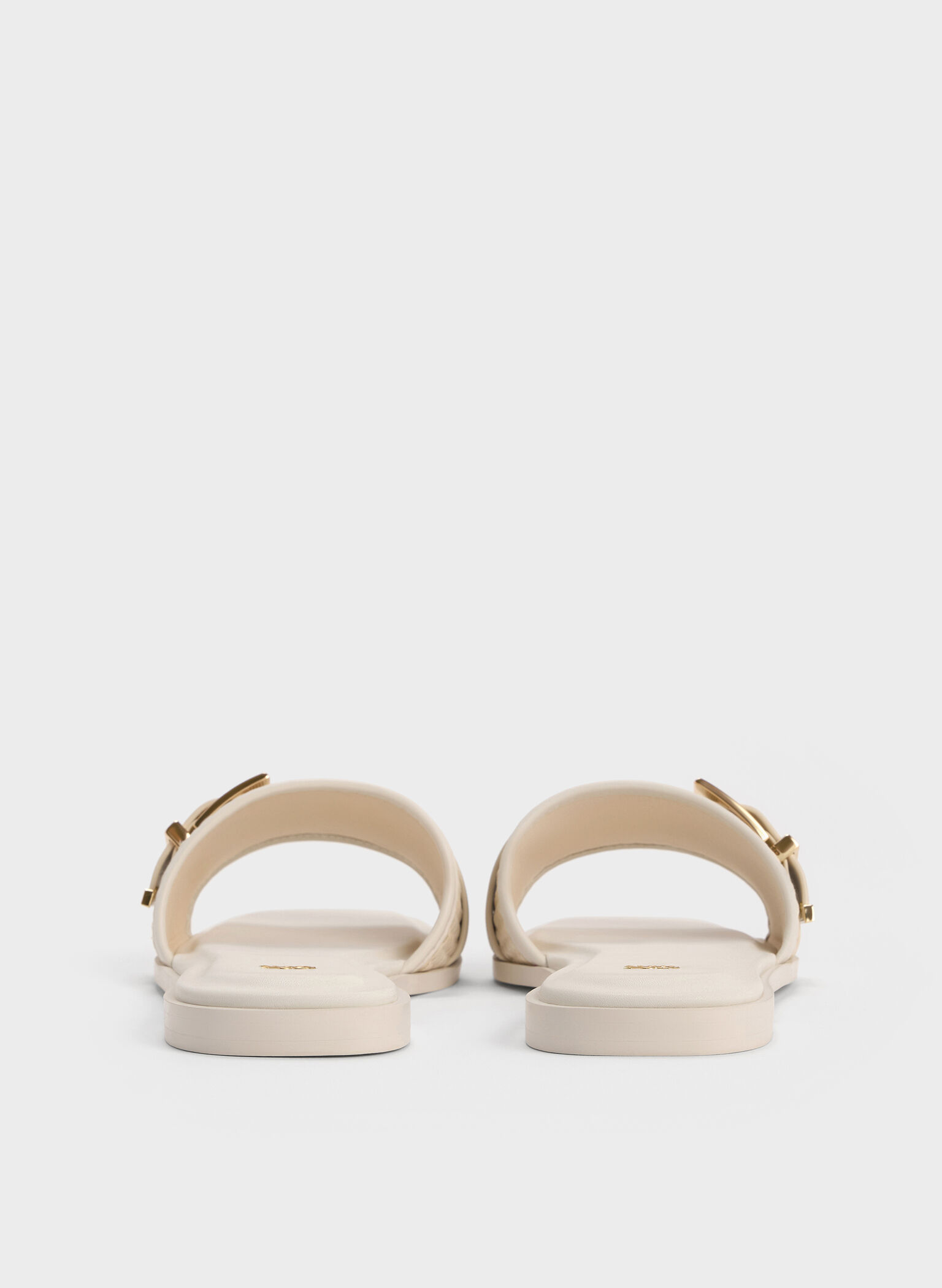 Whitney Leather & Raffia Buckled Slide Sandals, White, hi-res
