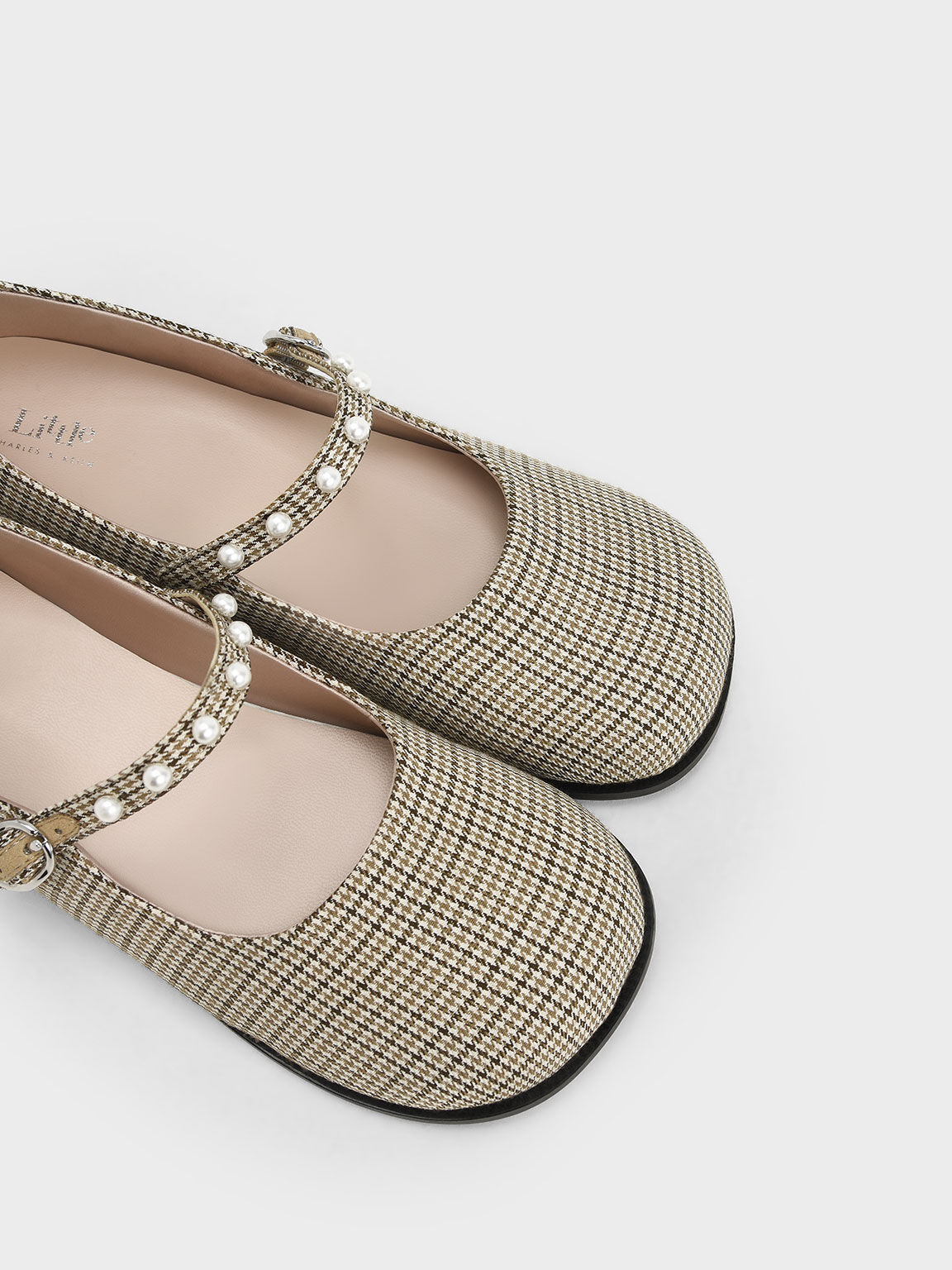 Girls' Check-Print Pearl-Embellished Mary Janes, Multi, hi-res