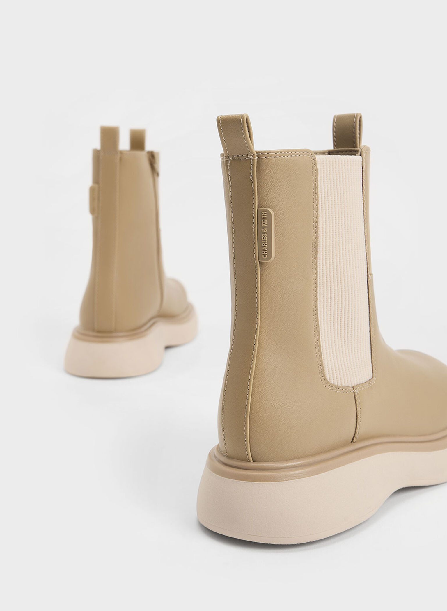 Girls- Double Pull Tab Chelsea Boots, Sand, hi-res