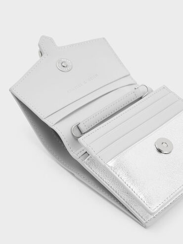Avis Metallic Printed-Buckle Wallet, Silver, hi-res