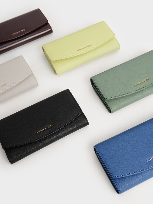 Front Flap Long Wallet, Light Grey, hi-res