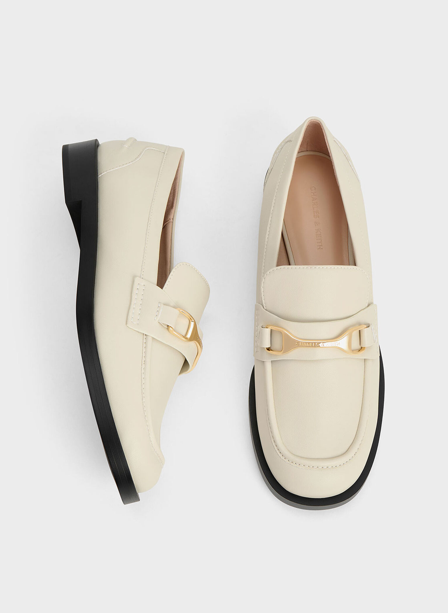 Leslie Metallic-Accent Loafers, Chalk, hi-res