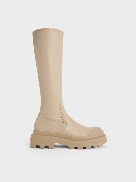 Indra Knee-High Boots, Taupe, hi-res