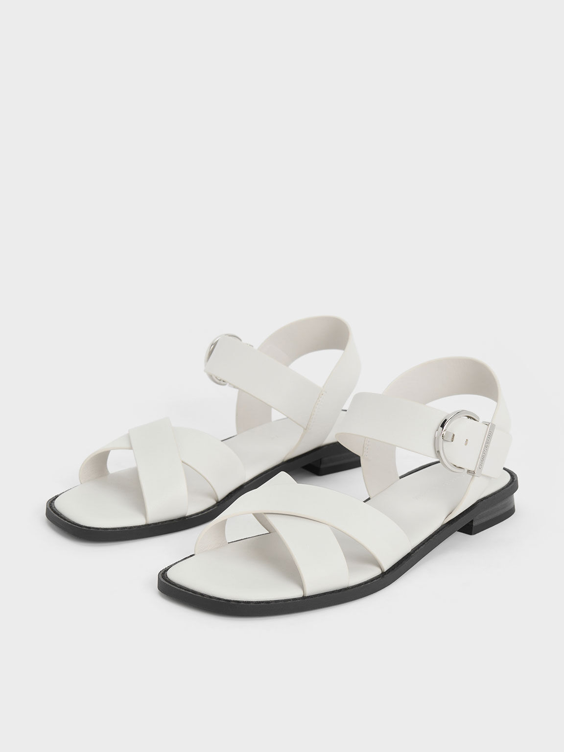 White buckle strap sandals discount