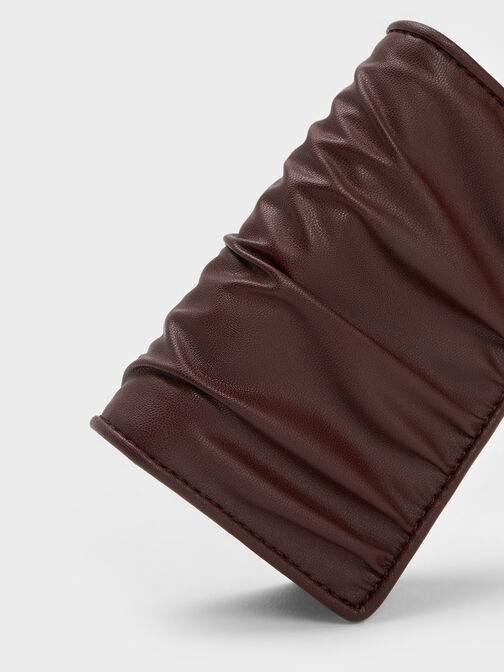 Aldora Ruched Card Holder, Dark Chocolate, hi-res