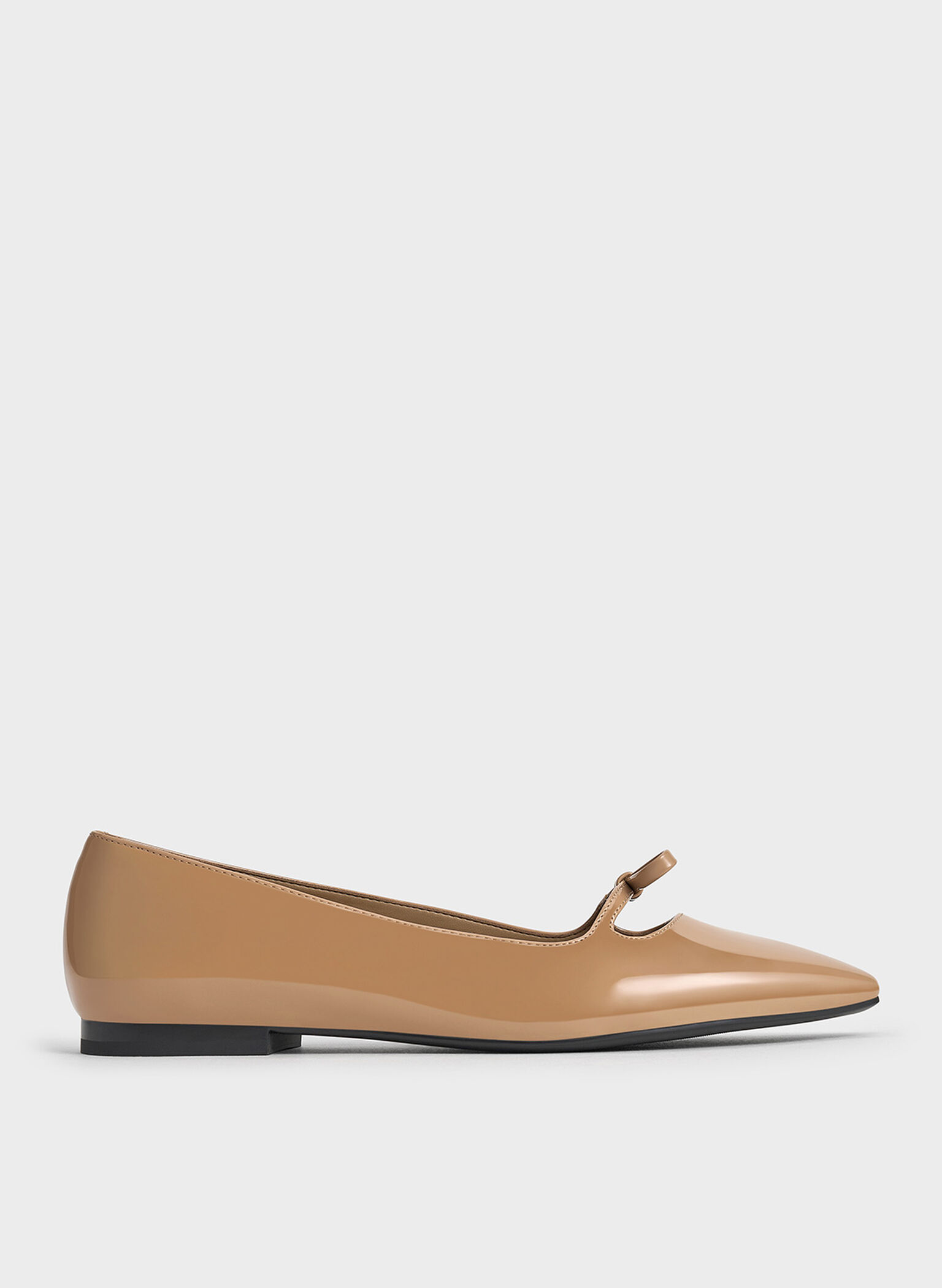 Patent Bow Square-Toe Ballet Flats, Caramel, hi-res