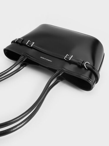 Sloane Elongated-Handle Shoulder Bag, Noir, hi-res