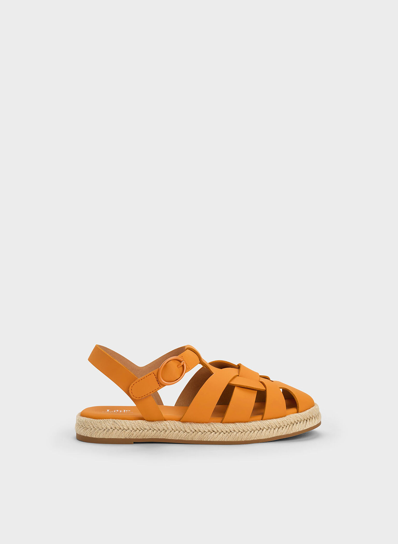 Girls' Interwoven Espadrille Sandals, Orange, hi-res