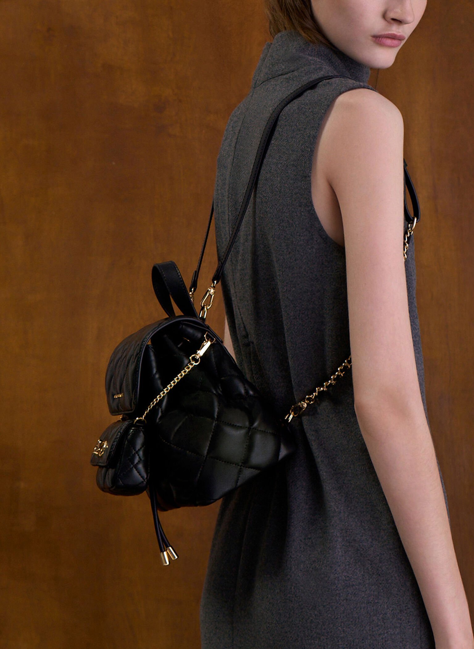 Aubrielle Quilted Backpack, Black, hi-res