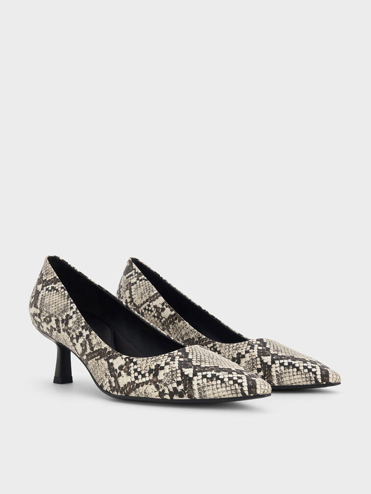 Emmy Snake-Print Pointed Kitten Heel Pumps, Animal Print Natural, hi-res