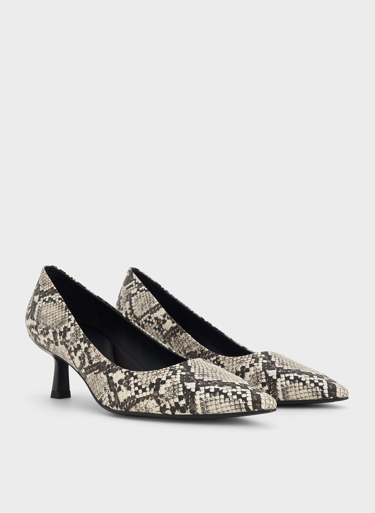 Emmy Snake-Print Pointed Kitten Heel Pumps, Animal Print Natural, hi-res