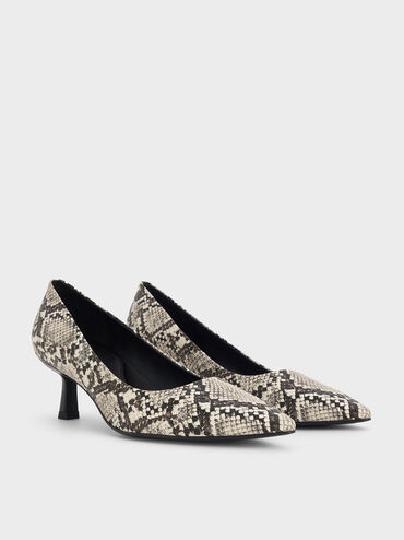 Emmy Snake-Print Pointed Kitten Heel Pumps, Animal Print Natural, hi-res