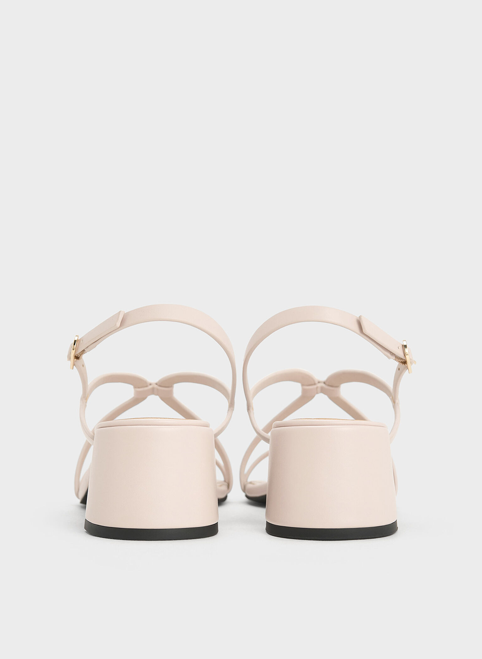 Strappy Block-Heel Slingback Sandals, Cream, hi-res