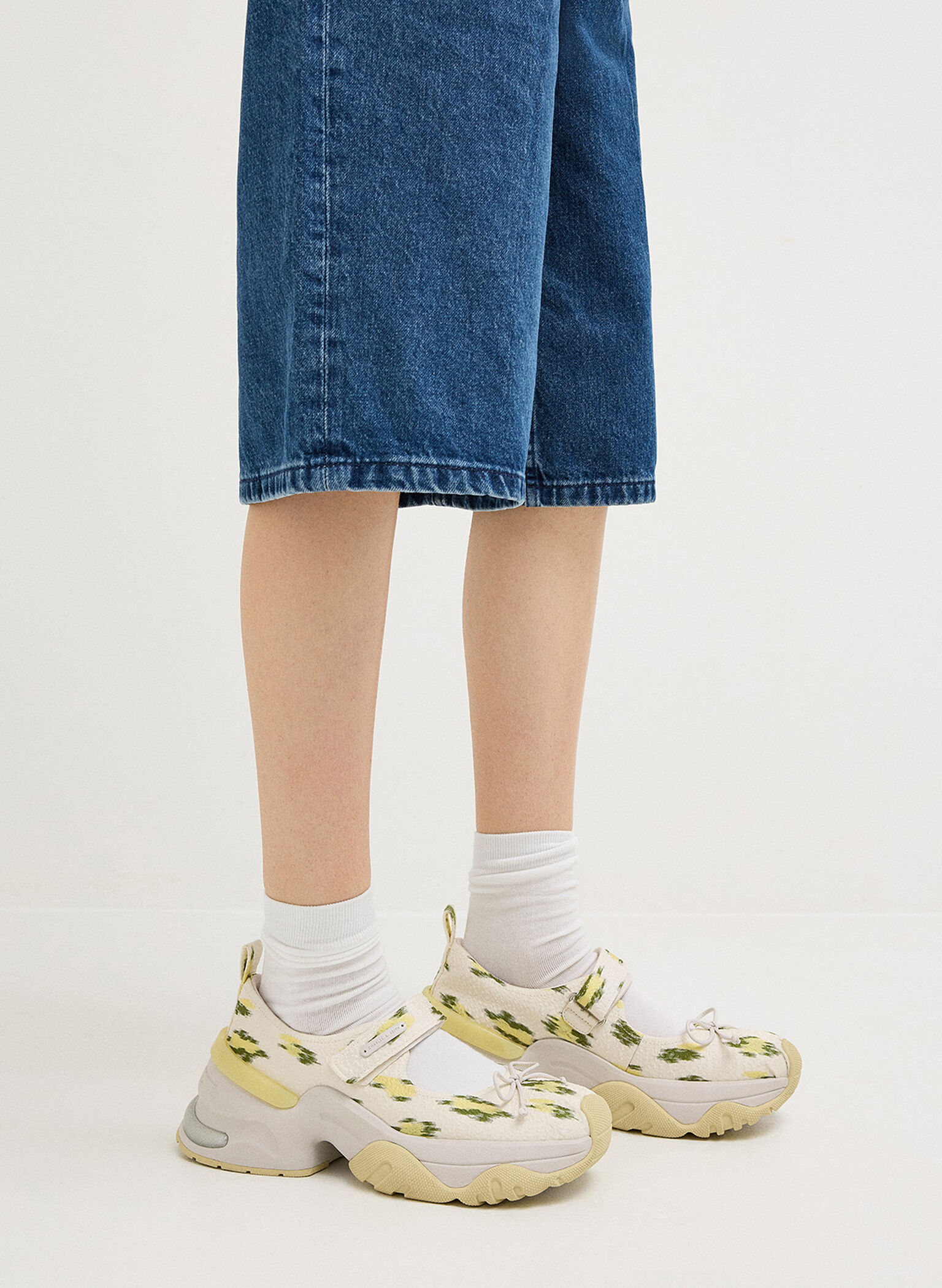 Floral-Print Bow Mary Jane Sneakers, Multi, hi-res