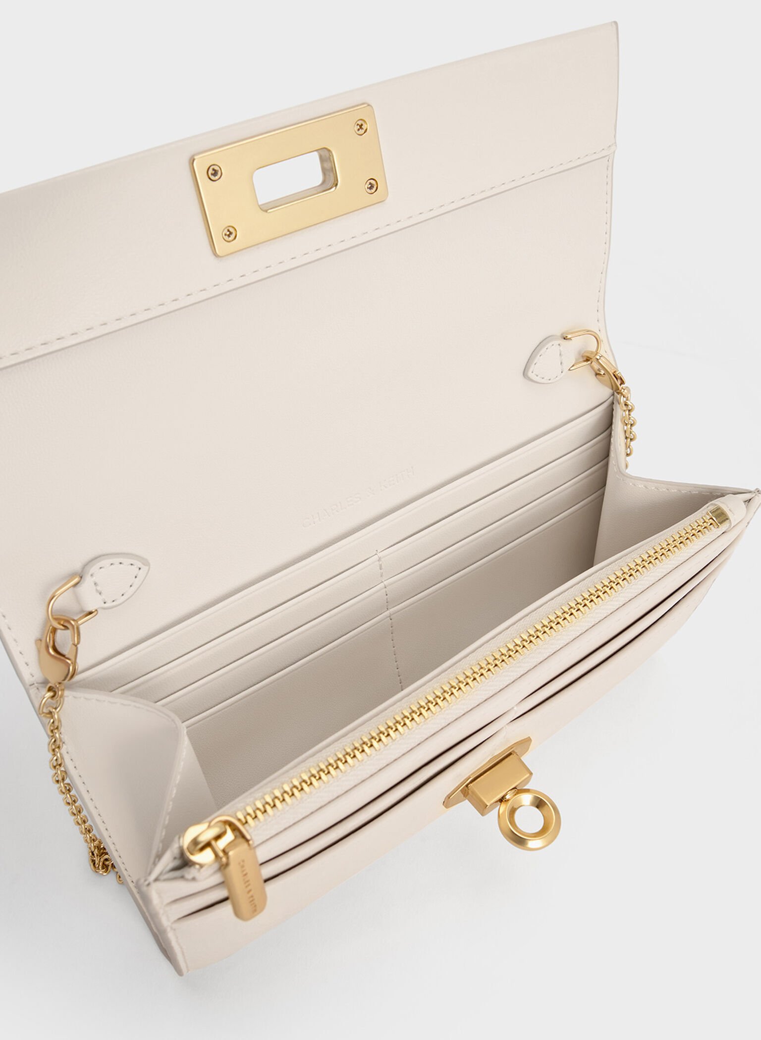 Lennie Chain-Handle Wallet, Cream, hi-res